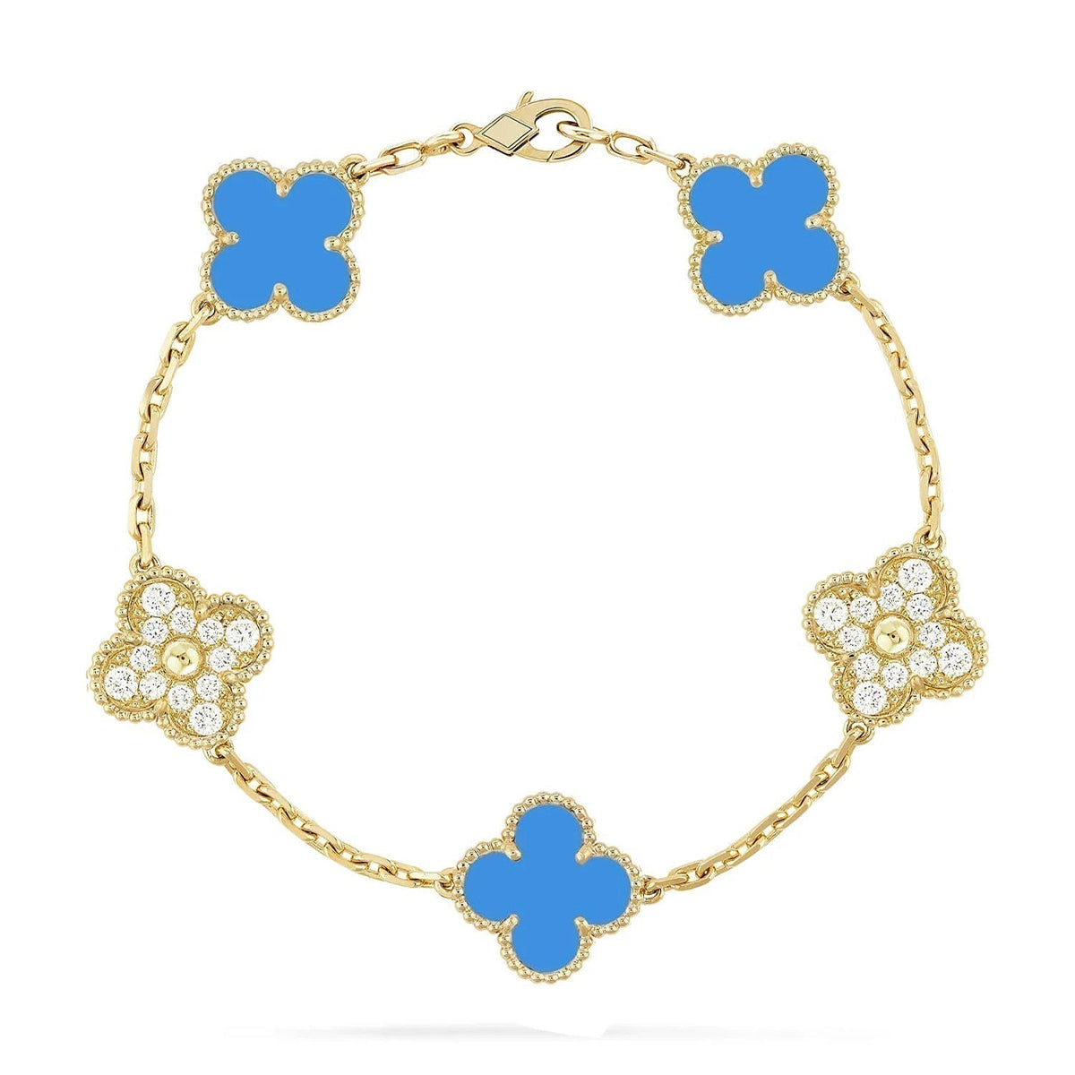 [⭐Haelin Jewelry] CLOVER 5 MOTIF BLUE AGATE BRACELET COLLECTION