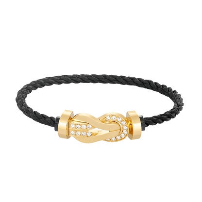 [⭐Haelin Jewelry]CHANCE LARGE 8 FIGURE BUCKLE HALF DIAMOND BRACELET GOLD