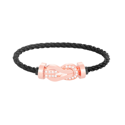 [⭐Haelin Jewelry]CHANCE LARGE 8 FIGURE BUCKLE HALF DIAMOND BRACELET ROSE GOLD