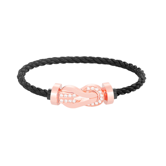[⭐Haelin Jewelry]CHANCE LARGE 8 FIGURE BUCKLE HALF DIAMOND BRACELET ROSE GOLD