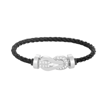 [⭐Haelin Jewelry]CHANCE LARGE 8 FIGURE BUCKLE HALF DIAMOND BRACELET SILVER
