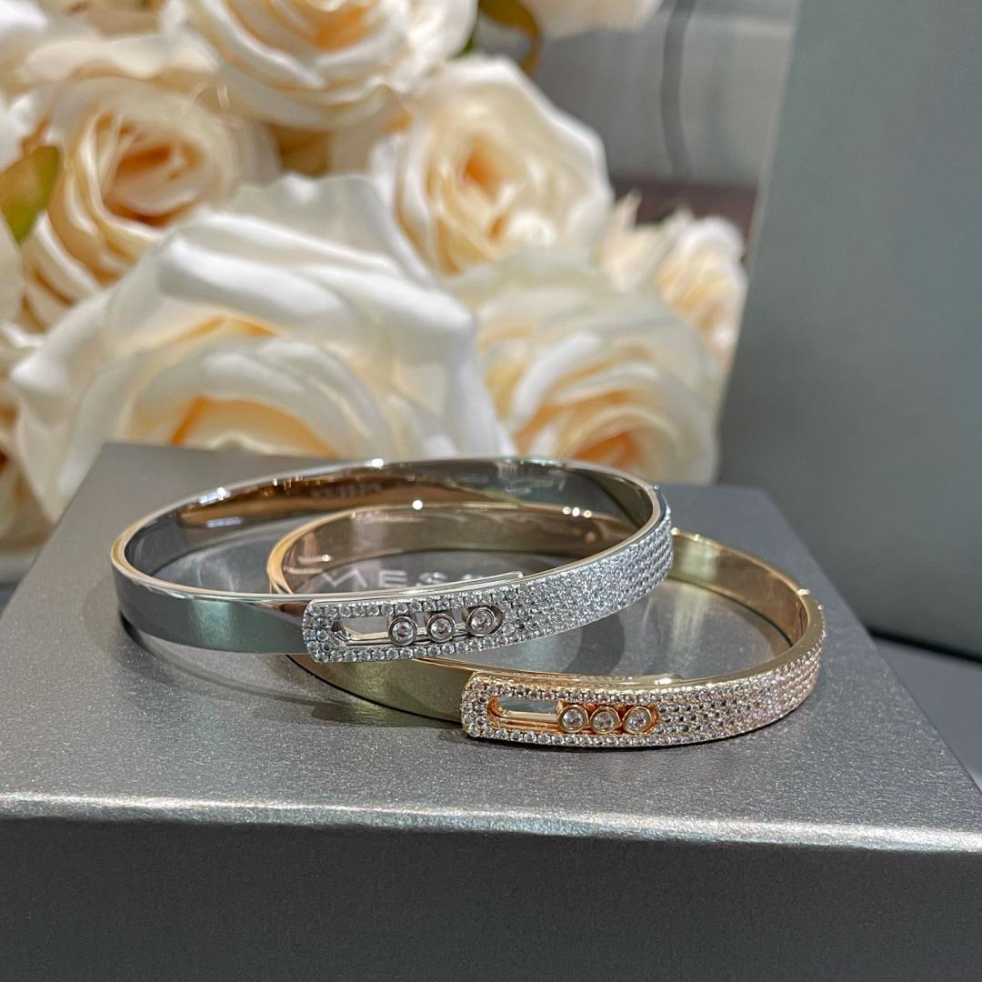 [⭐Haelin Jewelry]Move Noa Rose Gold Pavé Diamond Bangle Bracelet