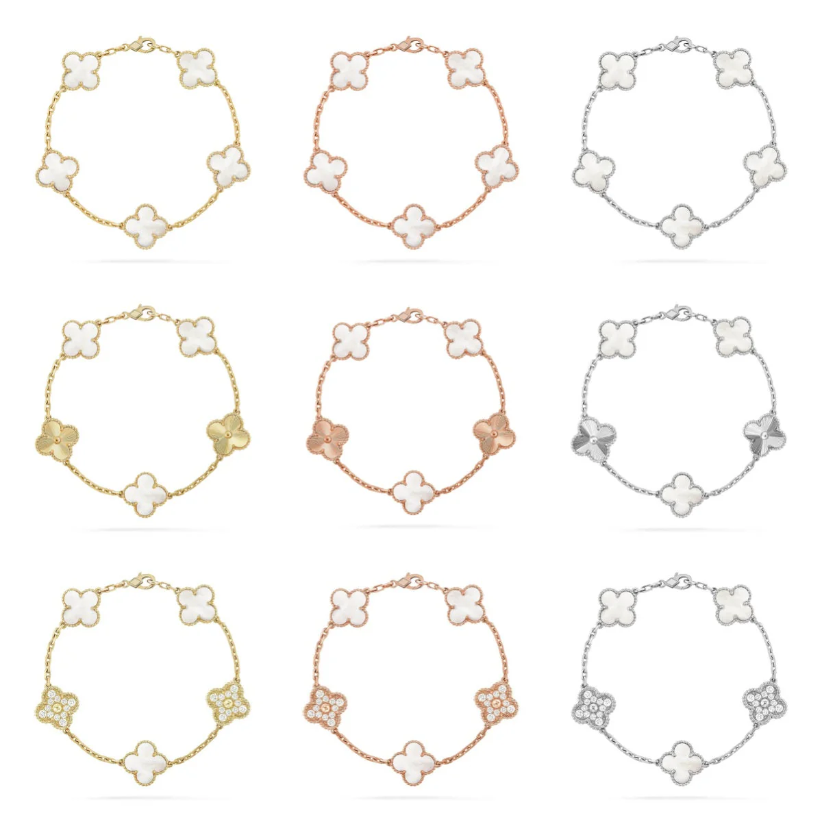 [⭐Haelin Jewelry]CLOVER WHITE PEARL MOP 5 MOTIF BRACELET COLLECTION