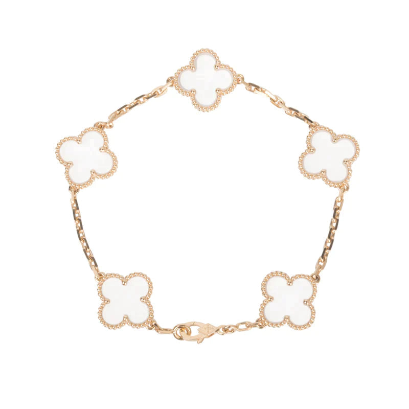 [⭐Haelin Jewelry]CLOVER 5 MOTIF ROCK CRYSTAL BRACELET
