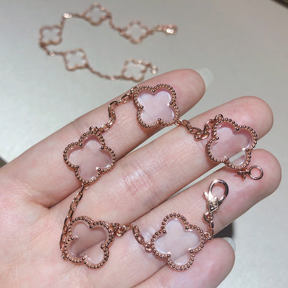 [⭐Haelin Jewelry]CLOVER 5 MOTIF ROCK CRYSTAL BRACELET