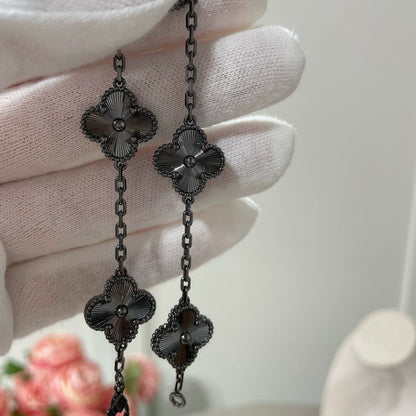 [⭐Haelin Jewelry]CLOVER 5 MOTIF BLACK BRACELET