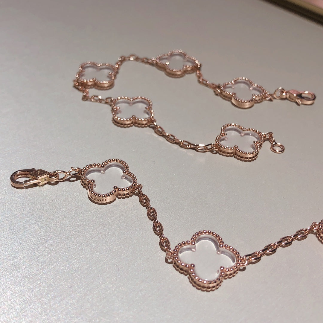 [⭐Haelin Jewelry]CLOVER 5 MOTIF ROCK CRYSTAL BRACELET