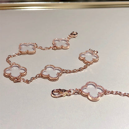 [⭐Haelin Jewelry]CLOVER 5 MOTIF ROCK CRYSTAL BRACELET
