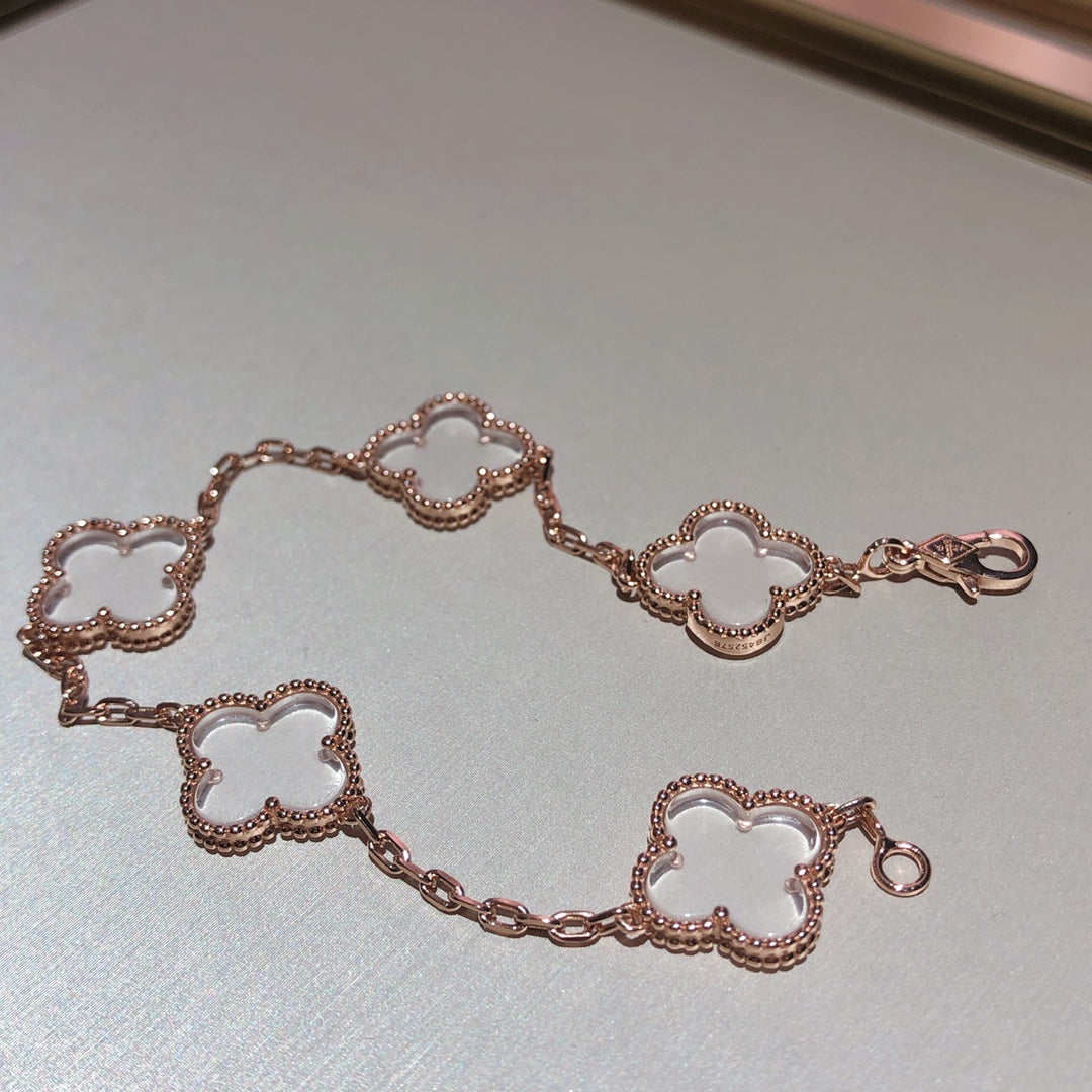 [⭐Haelin Jewelry]CLOVER 5 MOTIF ROCK CRYSTAL BRACELET