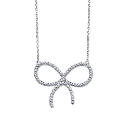 [Haelin Jewelry]CLAW SET RHODIUM PLATED BOW NECKLACE