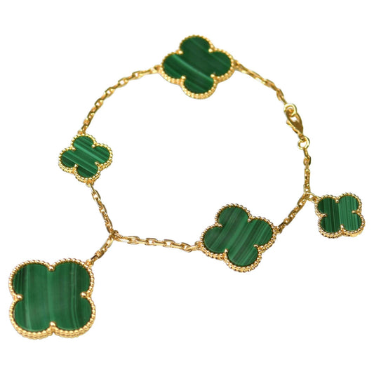[⭐Haelin Jewelry]MAGIC CLOVER MALACHITE GOLD BRACELET 5 MOTIFS