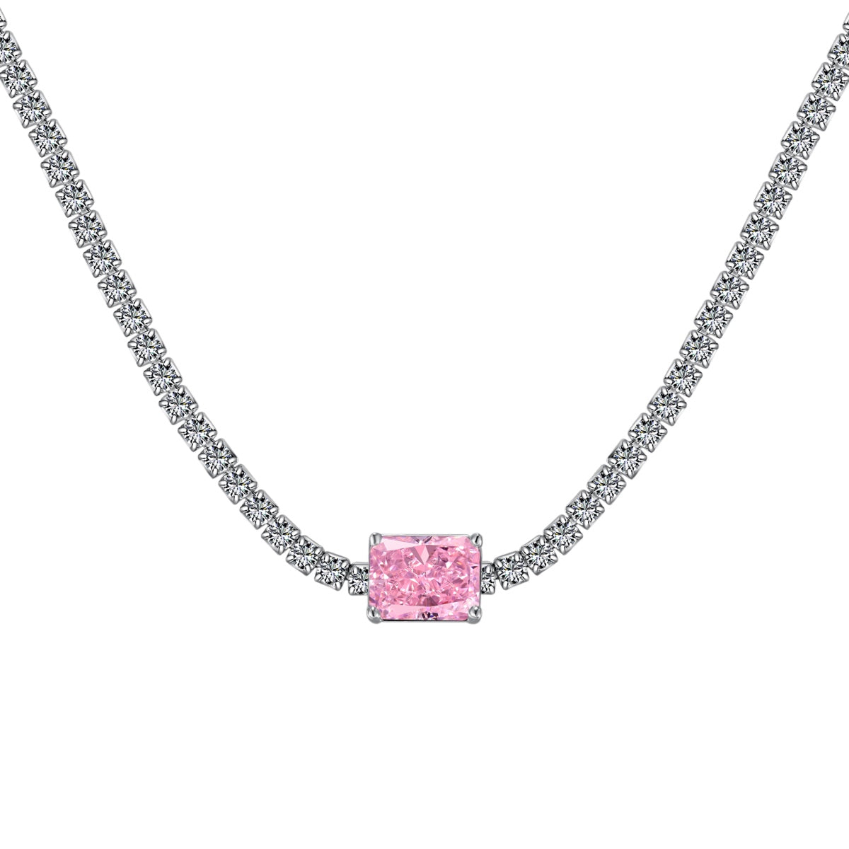 [Haelin Jewelry]2.0 carat Ornate Emerald Cut Necklace