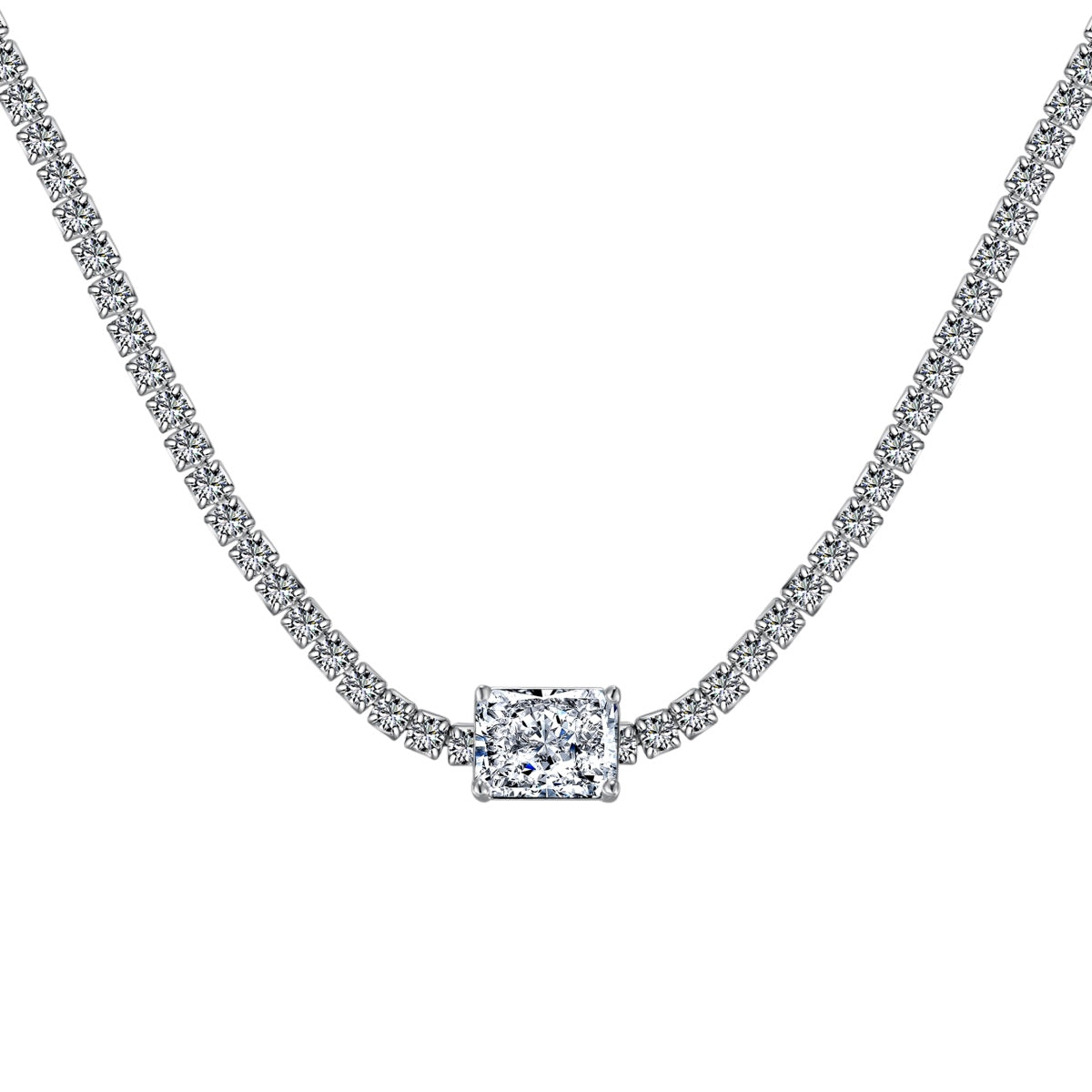 [Haelin Jewelry]2.0 carat Ornate Emerald Cut Necklace