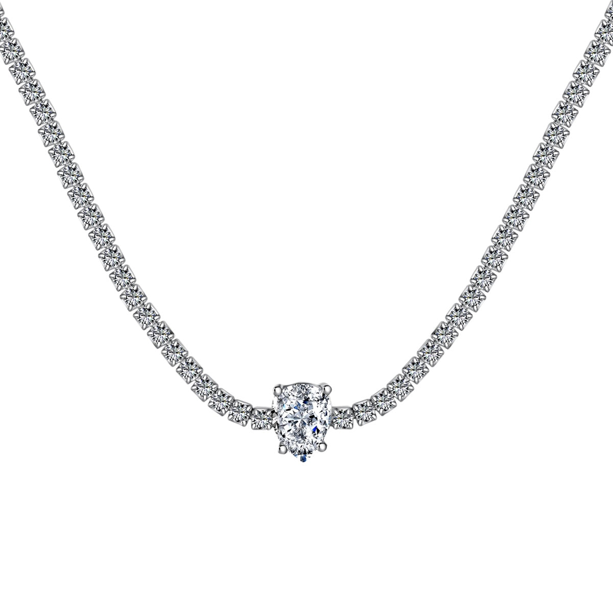 [Haelin Jewelry]1.0 carat Unique Pear Cut Tennis Necklace