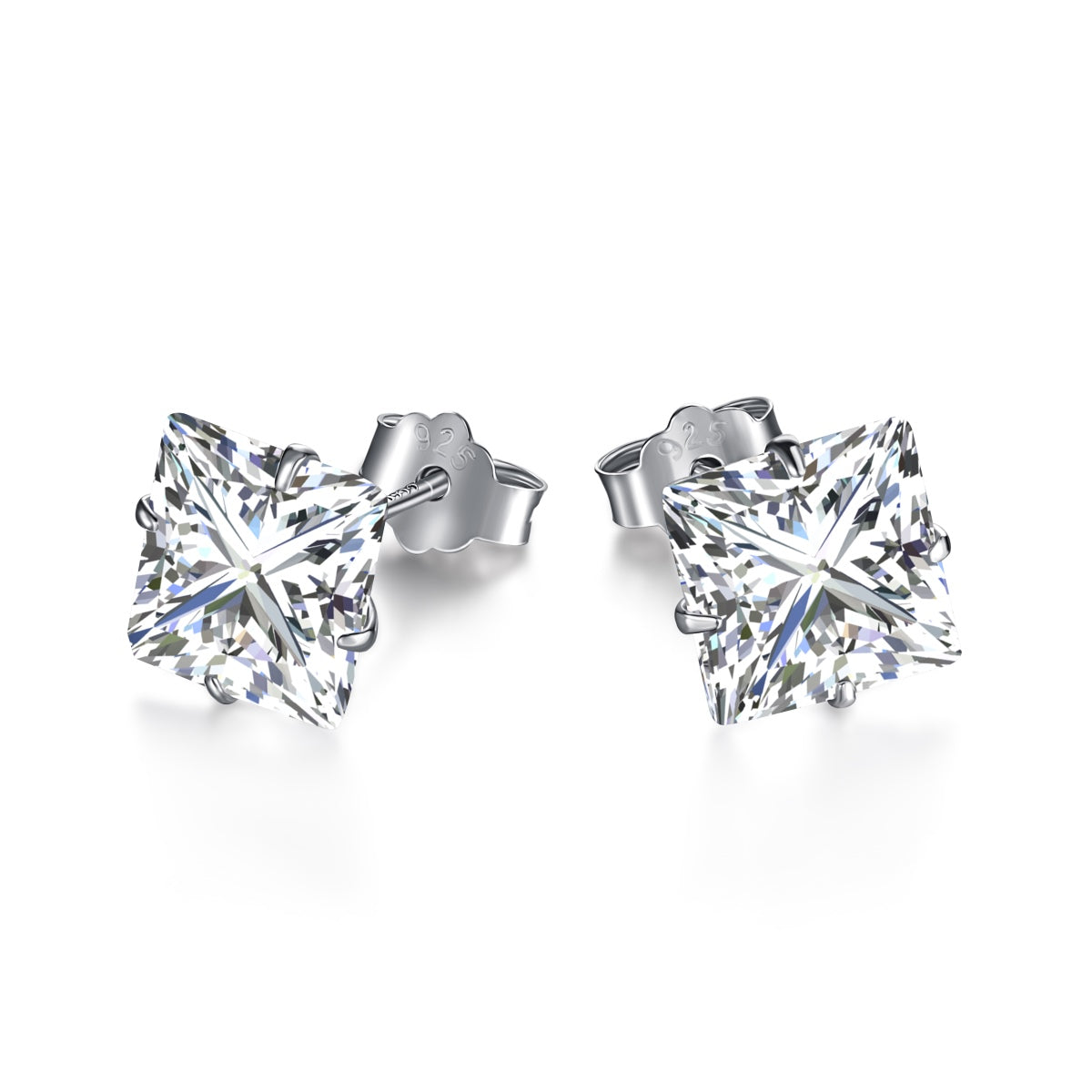 [Haelin Jewelry]Stylish Shiny Square Center Stone Stud Earrings