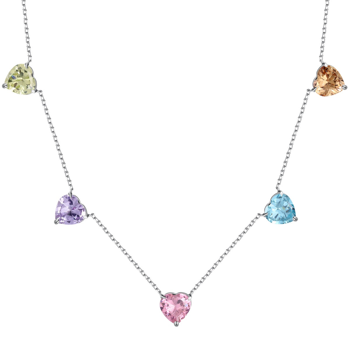 [Haelin Jewelry]Sparkling Colorful Heart Cut Necklace