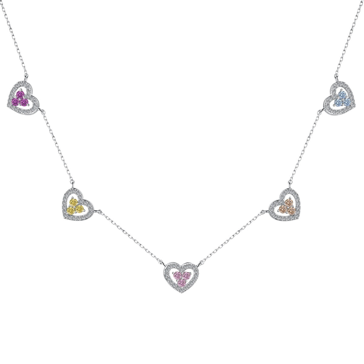 [Haelin Jewelry]Sparkling Five Heart Necklace