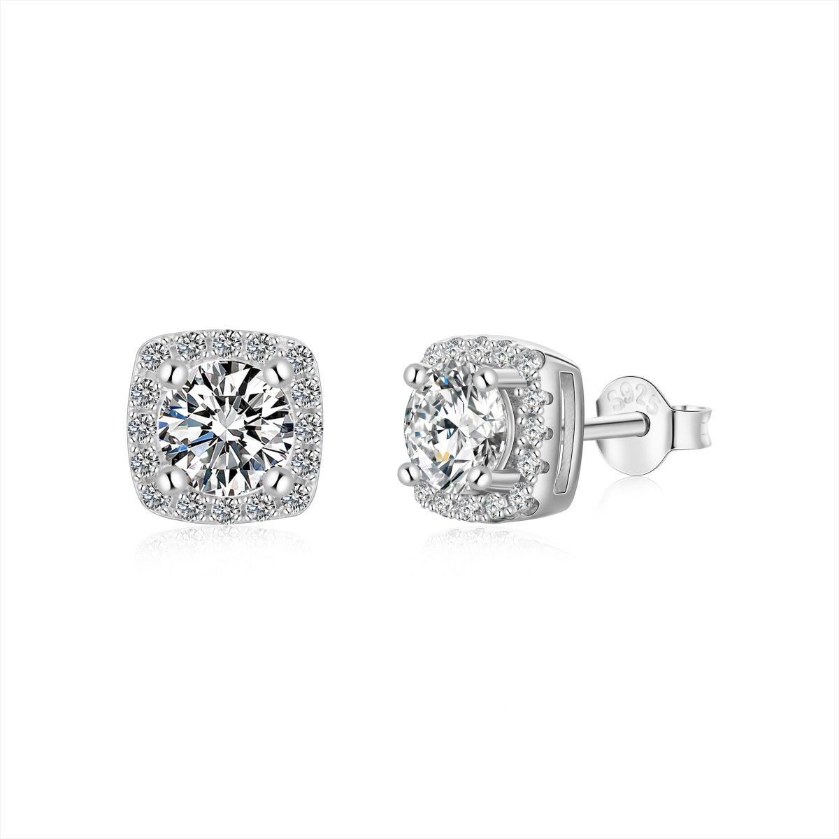[Haelin Jewelry]Classic Round Center Stone Stud Earrings