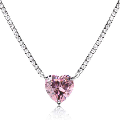 [Haelin Jewelry]8.0 Carat Versatile Colorful Sweet Heart-Shaped Tennis Necklace