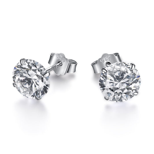 [Haelin Jewelry]Stylish Shiny Round Center Stone Stud Earrings