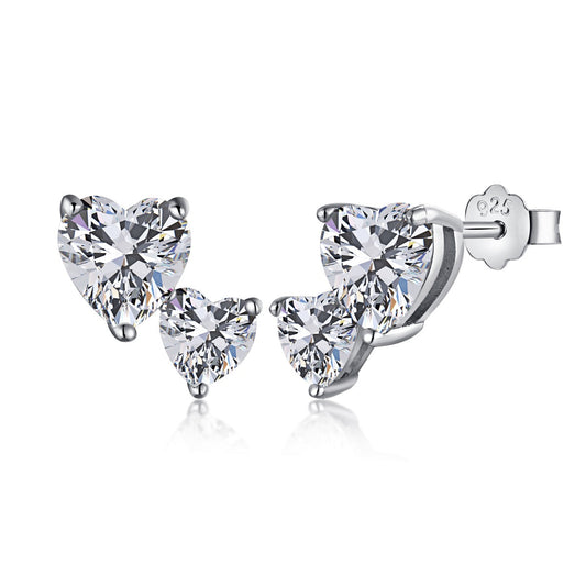 [Haelin Jewelry]Double Heart-Shape Classic Princess Style Earrings