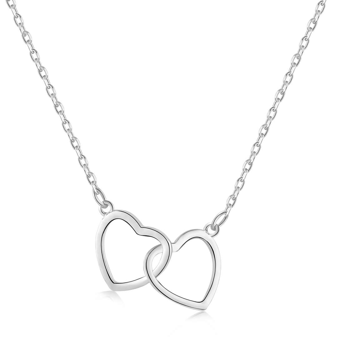 [Haelin Jewelry]Sterling Silver Love Double Ring Necklace