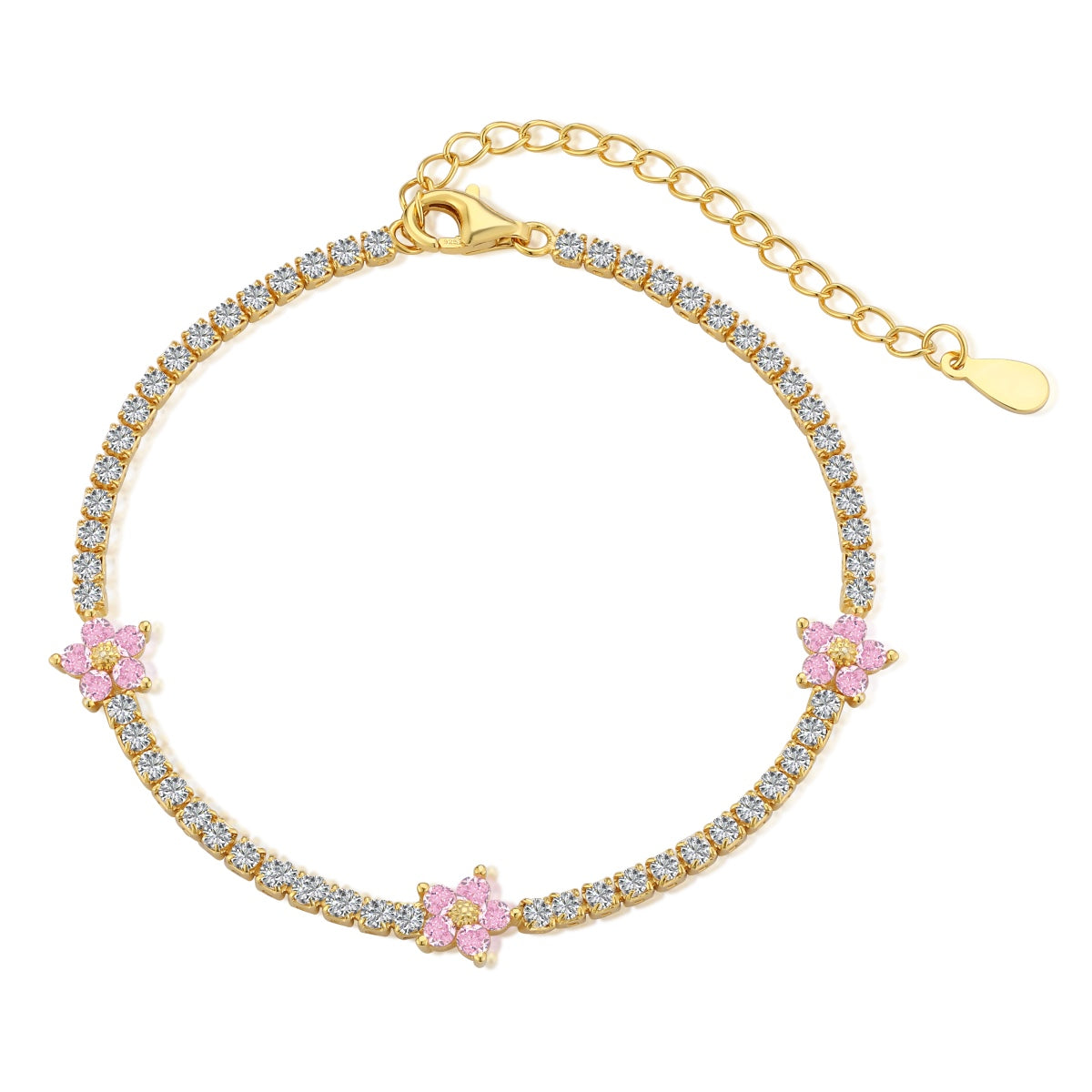 [Haelin Jewelry]Sparkling Flower Shape Tennis Bracelet