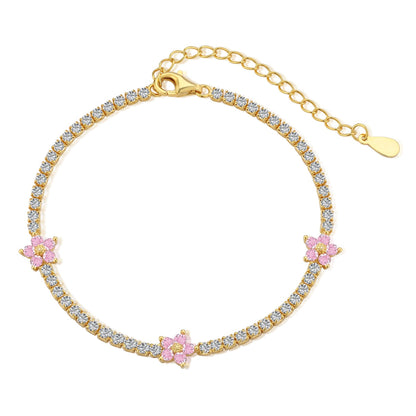 [Haelin Jewelry]Sparkling Flower Shape Tennis Bracelet