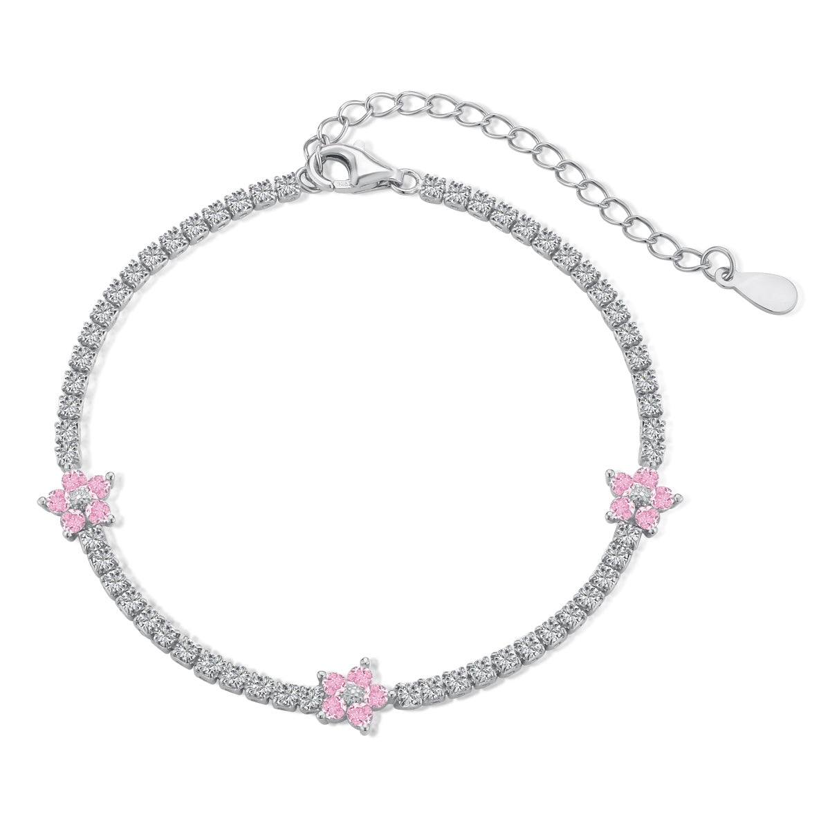 [Haelin Jewelry]Sparkling Flower Shape Tennis Bracelet