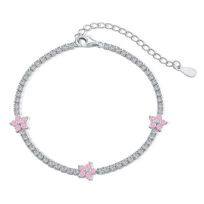 [Haelin Jewelry]Sparkling Flower Shape Tennis Bracelet