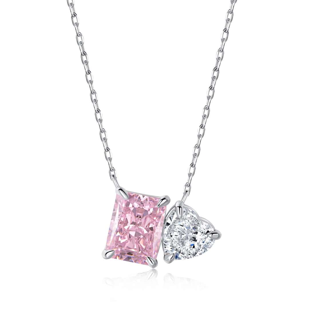 [Haelin Jewelry]Dazzling Square & Heart Shape Necklace