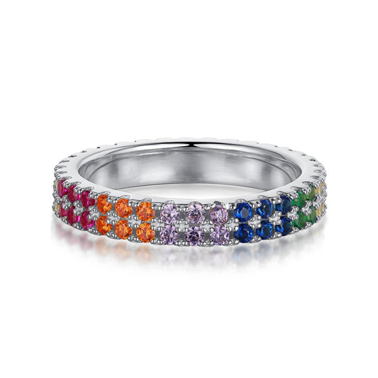 [Haelin Jewelry]Unique Colorful Round Cut Tennis Ring
