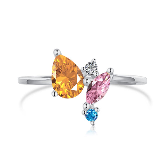 [Haelin Jewelry]Radiant Colorful Multi Cut Daily Ring