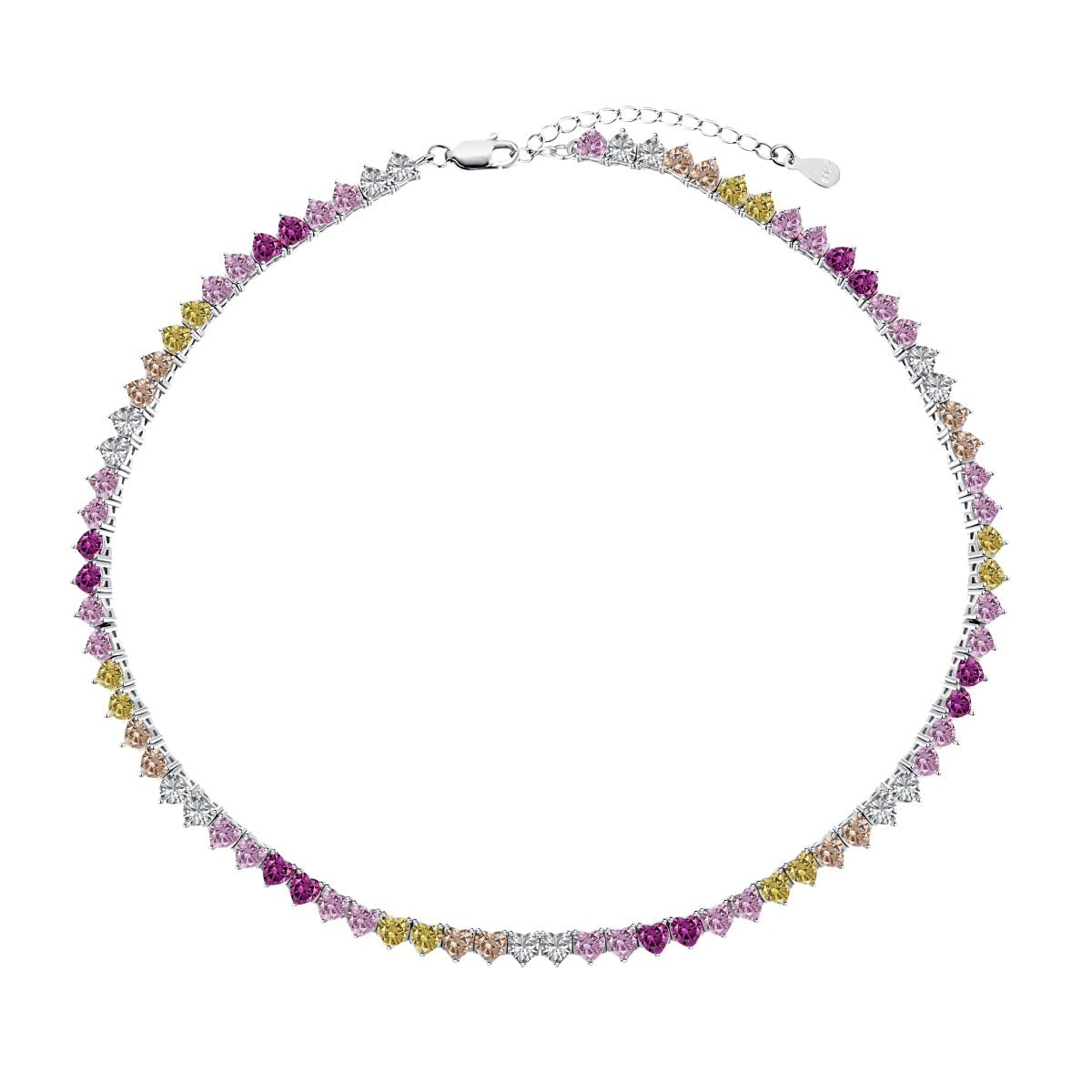 [Haelin Jewelry]Sparkling Colorful Full Heart Tennis Necklace