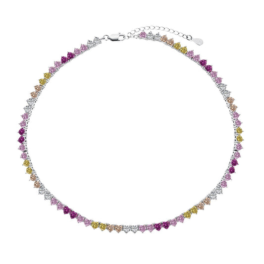 [Haelin Jewelry]Sparkling Colorful Full Heart Tennis Necklace
