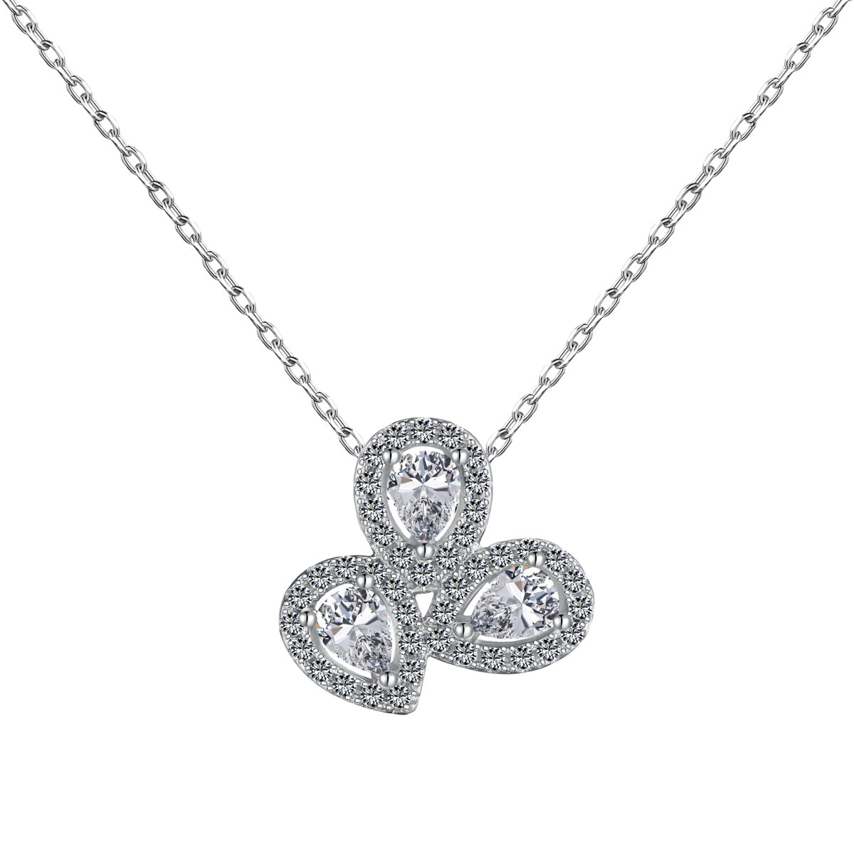 [Haelin Jewelry]Elegant Flower Shape Pear Cut Necklace