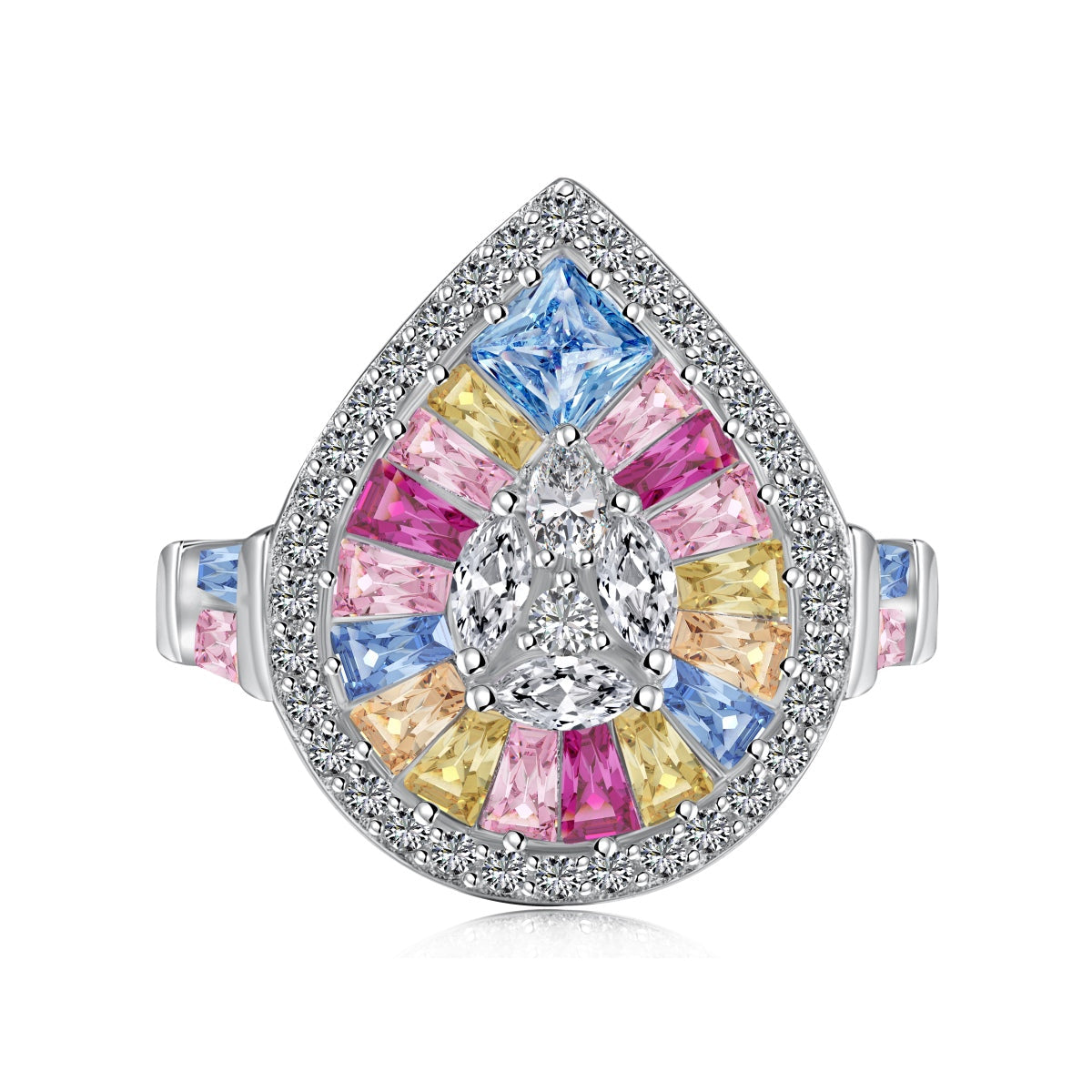 [Haelin Jewelry]Elegant Colorful Water Drop Shape Banquet Ring