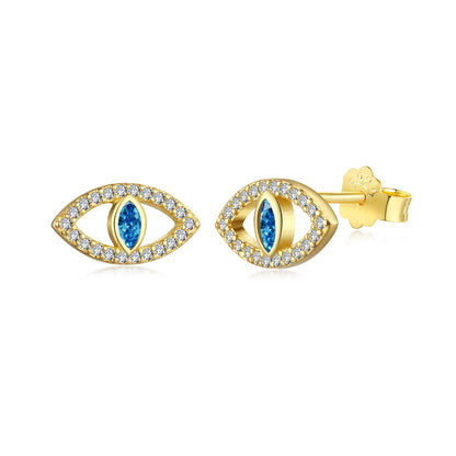 [Haelin Jewelry]Blue Devil Eyes Hollow Stud Earrings