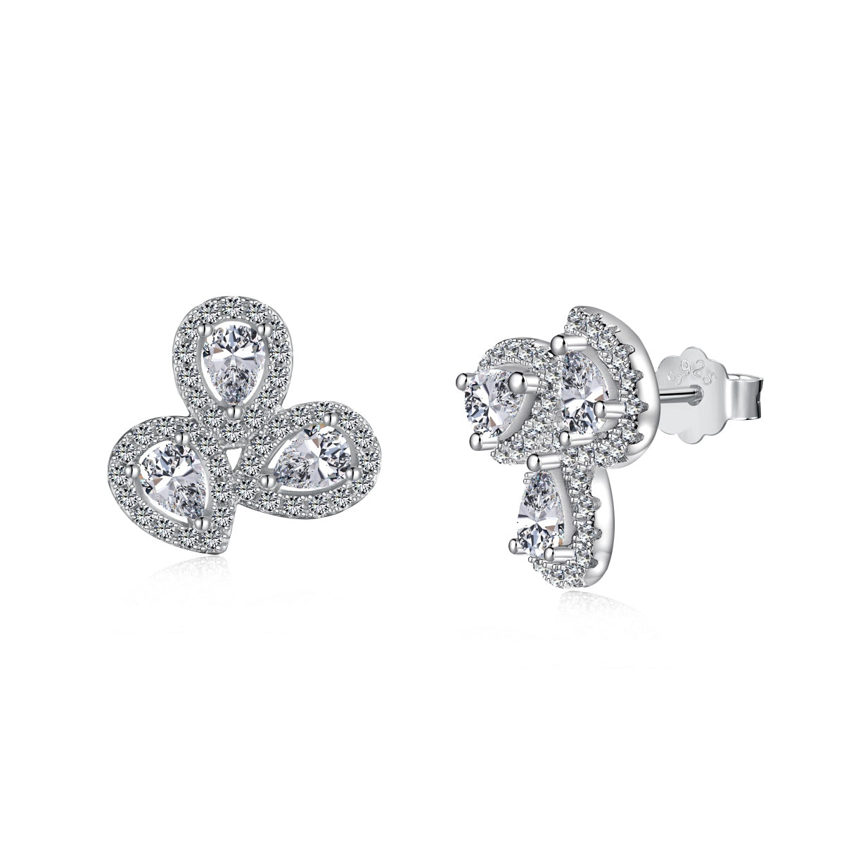 [Haelin Jewelry]Ornate Flower Shape Pear Cut Lover Earrings