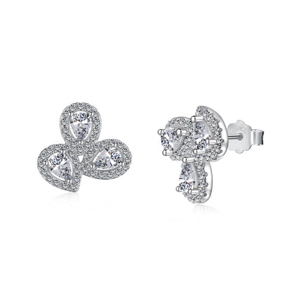 [Haelin Jewelry]Ornate Flower Shape Pear Cut Lover Earrings