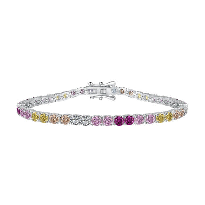 [Haelin Jewelry]Radiant Colorful Round Cut Tennis Bracelet