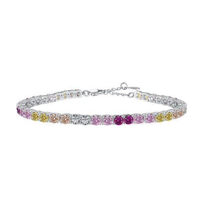 [Haelin Jewelry]Radiant Colorful Round Cut Tennis Bracelet