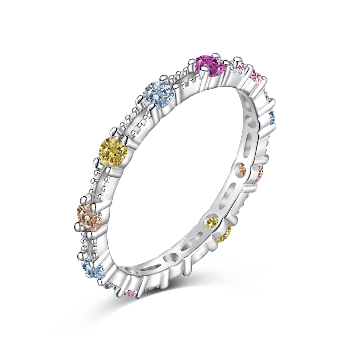 [Haelin Jewelry]Sparkling Colorful Round Cut Tennis Ring