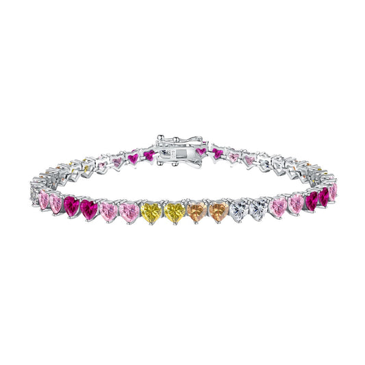 [Haelin Jewelry]Luxurious Colorful Romantic Heart Shape Lover Bracelet