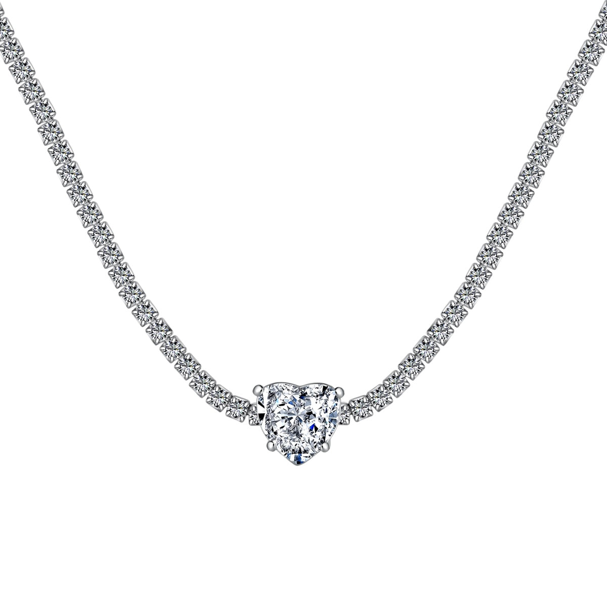 [Haelin Jewelry]2.0 Carat Sparkling Tennis Heart Cut Necklace