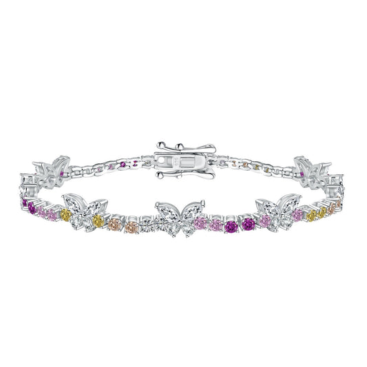 [Haelin Jewelry]Ornate Colorful Butterfly Shape Round Cut Daily Bracelet