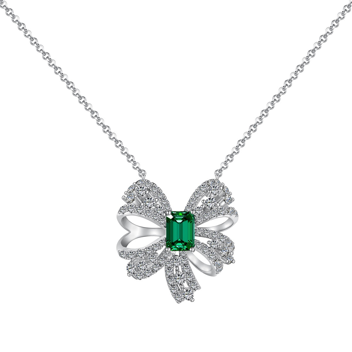 [Haelin Jewelry]Luxurious Flower Shape Emerald Cut Necklace