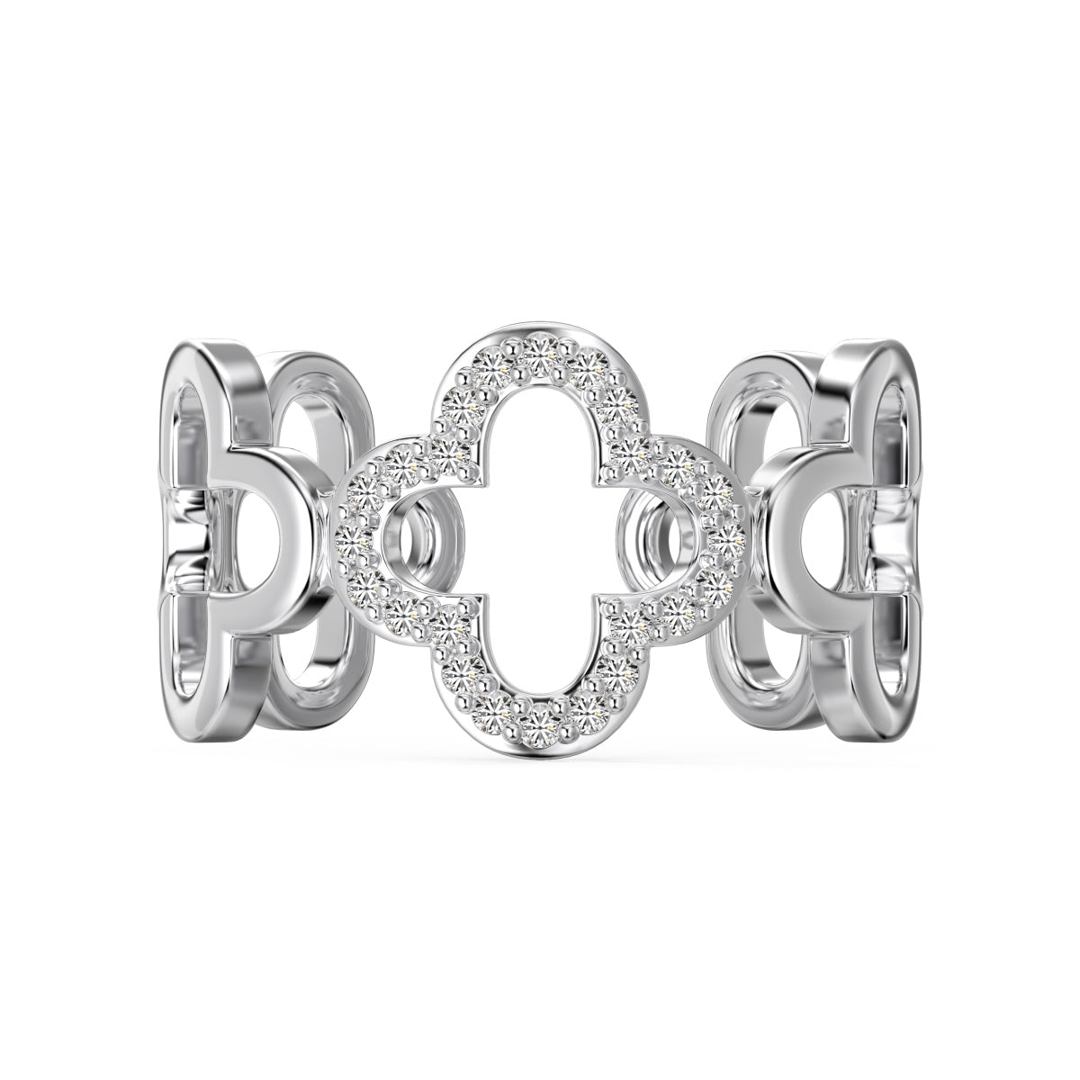 [Haelin Jewelry]Hollow Design Four-Leaf Clover Flower Shape Ring
