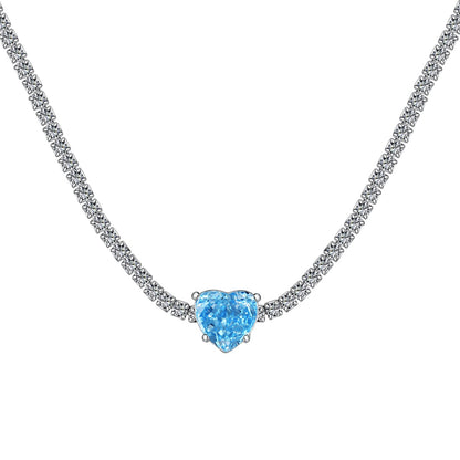 [Haelin Jewelry]2.0 Carat Sparkling Tennis Heart Cut Necklace