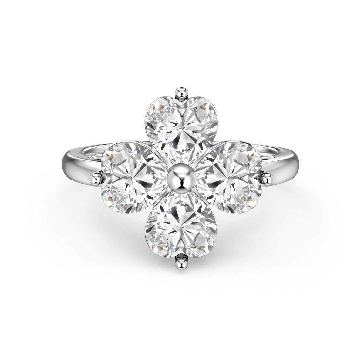 [Haelin Jewelry]Heart-shaped Four-Leaf Clover Ball Ring
